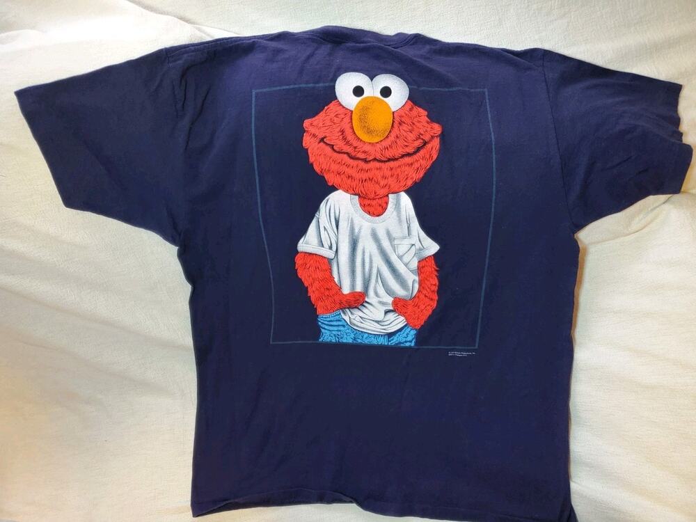 Vintage Elmo Shirt Men's XL Blue Monster Wear Sesame Street USA Made 90s
